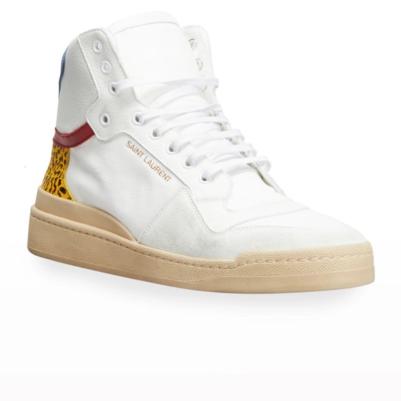 Saint Laurent YSL Men's SL 24 Colorblock Mid Top Sneakers  41 EU  8 US - Picture 5 of 5